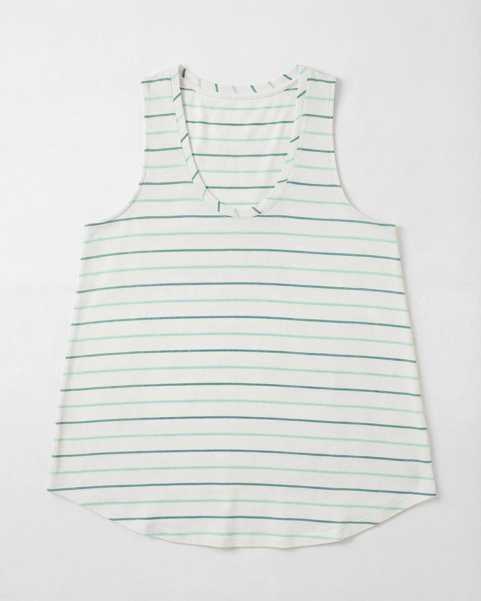 Natural/Seaglass $|& SEAS Surfside Stripe Scoop Tank - VOF Detail