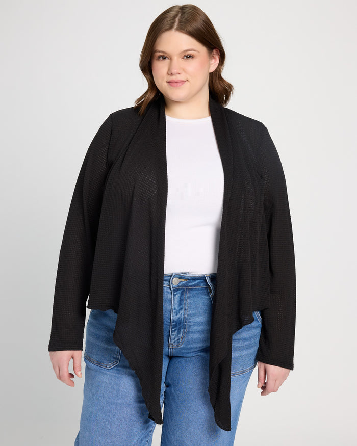 Black $|& Bobeau Tie Front Cardigan - SOF Front