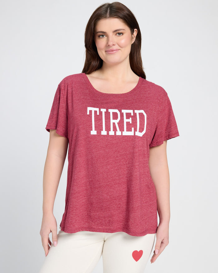 Merlot $|& SEAS Tired Graphic Sleep Tee - SOF Front