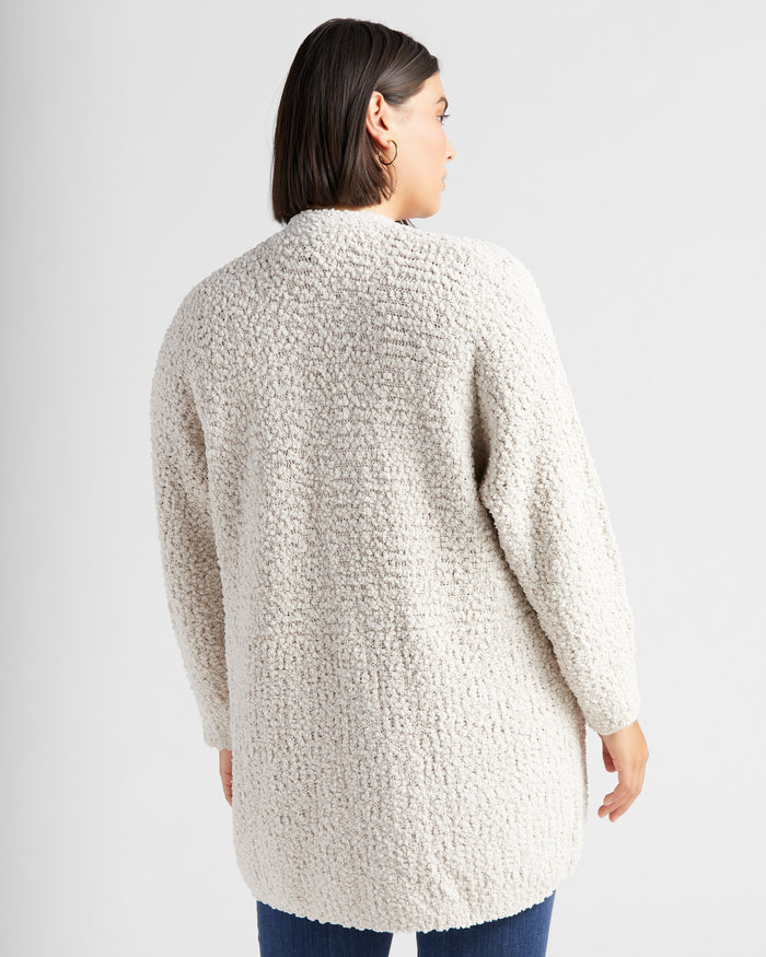 Cream $|& Bobeau Two Pocket Popcorn Cardigan - SOF Back
