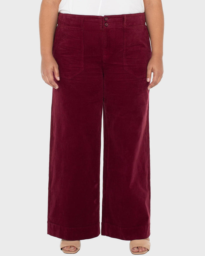 Cabernet Red $|& Liverpool Utility Pocket Wide Leg Pant - VOF Detail