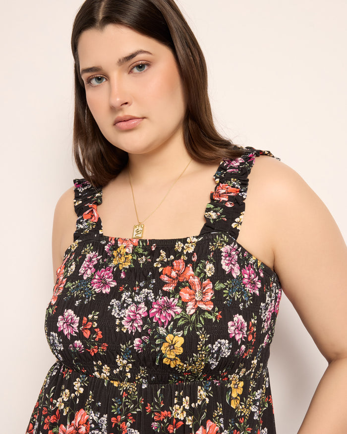 Multi Floral $|& SEAS Westbreeze Printed Smocked Maxi Dress - SOF Full Front