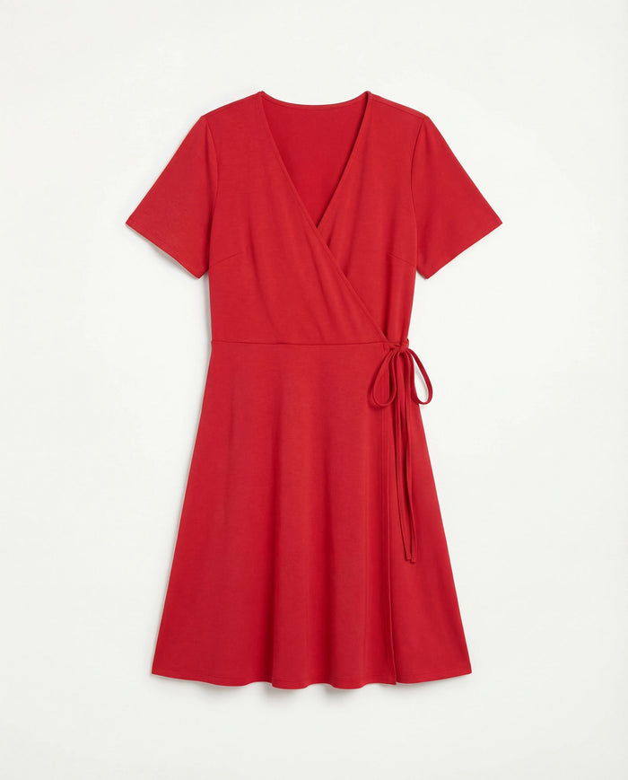 Red $|& Loveappella Wrap Dress - Hanger Detail