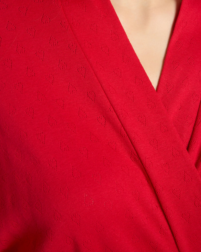 Red $|& Bobeau Pointelle Short Robe - SOF Side