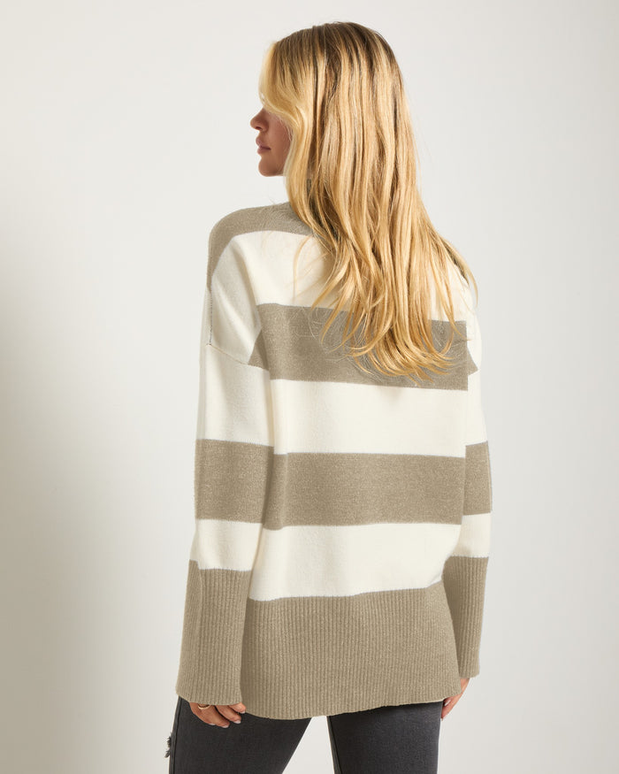 Birch $|& SEAS Port Mock Neck Striped Sweater - SOF Back