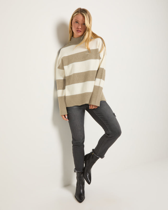 Birch $|& SEAS Port Mock Neck Striped Sweater - UGC On Fig