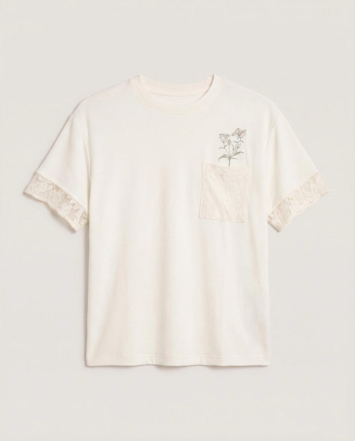 Cream $|& SEAS Posh Mixed Media Boyfriend Tee - Hanger Detail