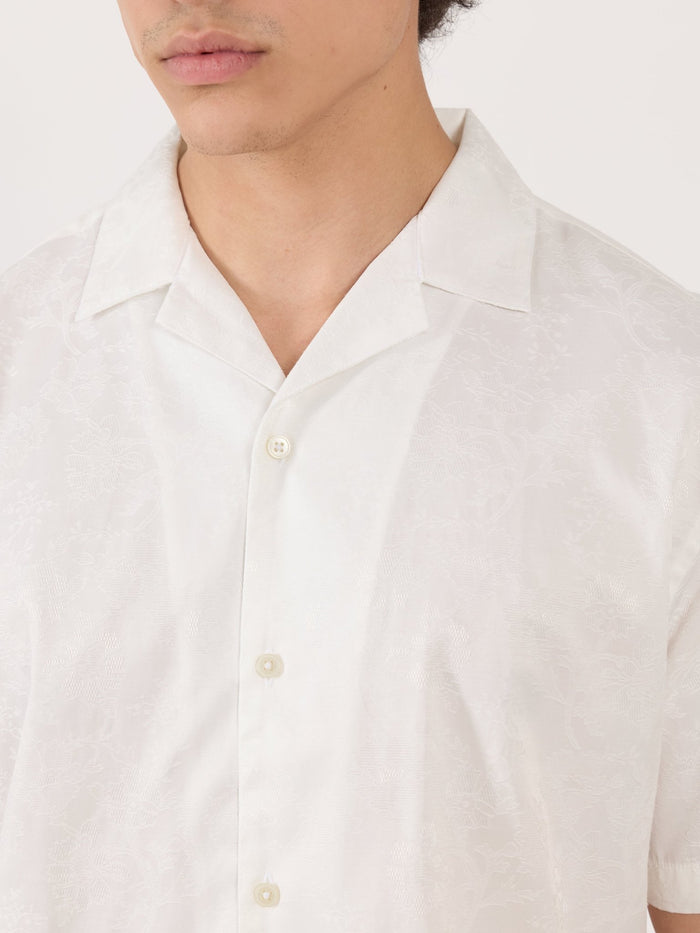 Pova - Embroidered Cuban Collar Shirt - White