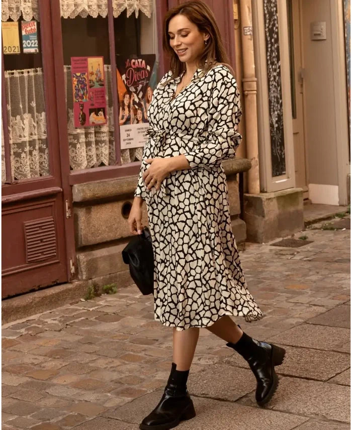 Pregnancy and nursing shirt dress Lina ivory - Robes