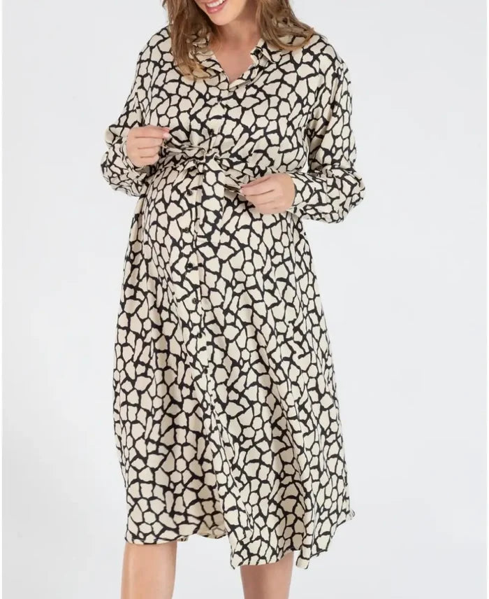 Pregnancy and nursing shirt dress Lina ivory - Robes