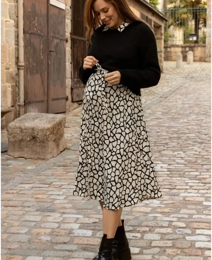 Pregnancy and nursing shirt dress Lina ivory - Robes