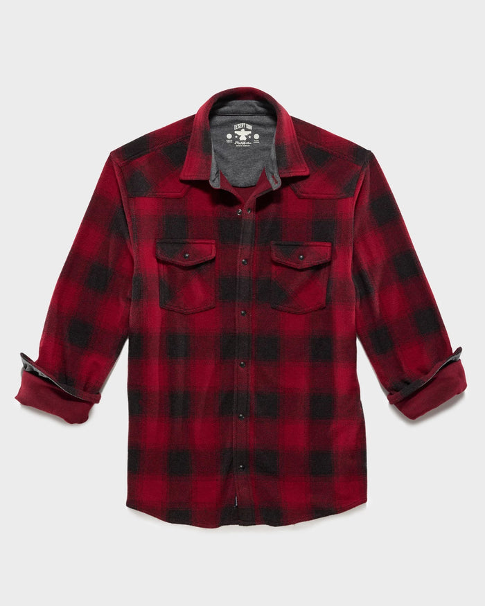 Red/Charcoal $|& Flag & Anthem Premont Long Sleeve Western Hero Knit Flannel - Hanger Back