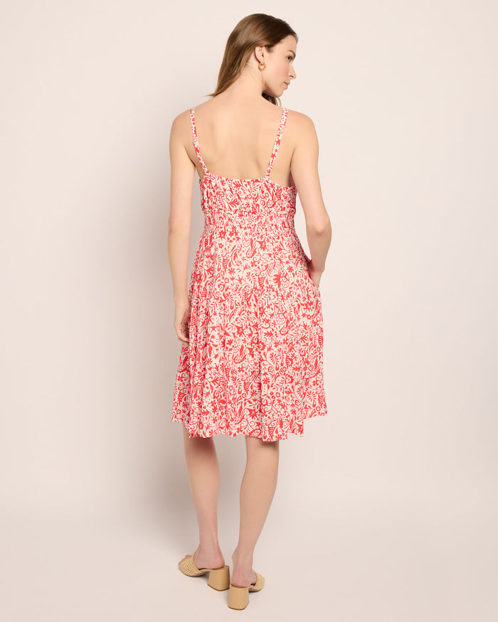 White Red $|& Skies Are Blue Print Knee Length Dress - SOF Back