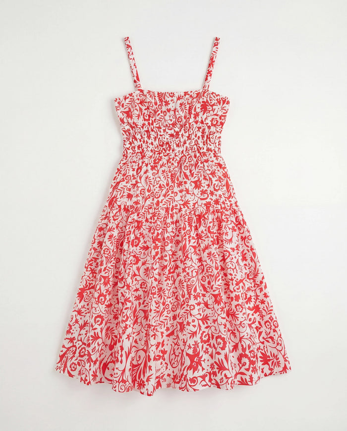White Red $|& Skies Are Blue Print Knee Length Dress - Hanger Side