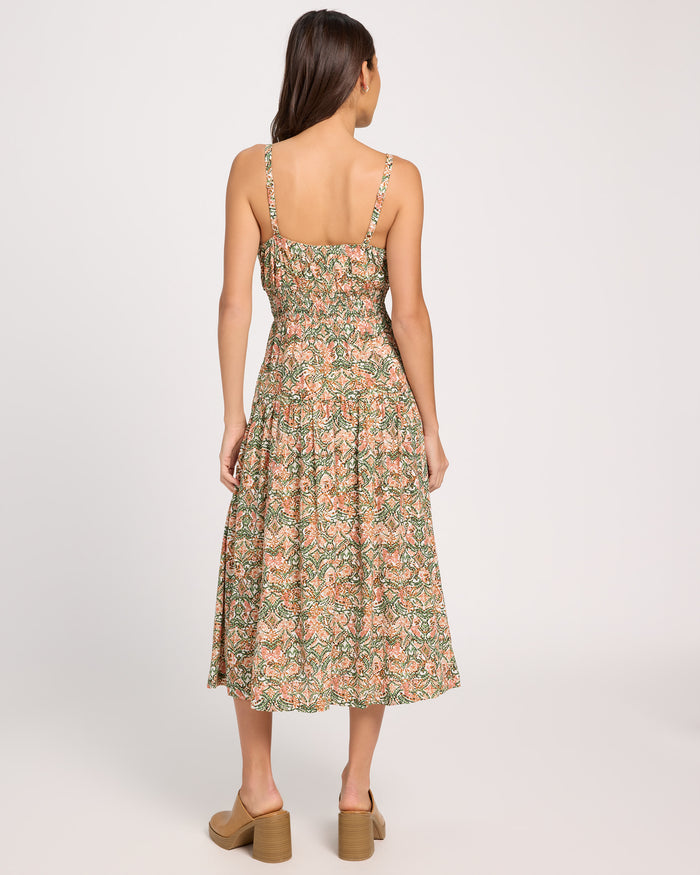 Olive Blush $|& Skies Are Blue Print Midi Dress - SOF Back