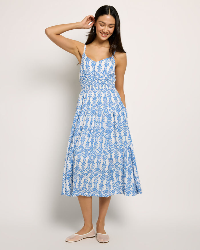 Blue $|& Skies Are Blue Print Midi Dress - SOF Front