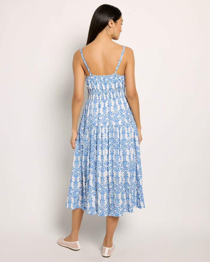 Blue $|& Skies Are Blue Print Midi Dress - SOF Back