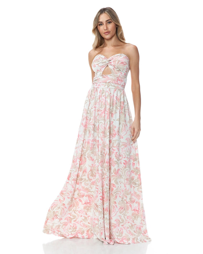 Ivory Multi $|& Brooklyn Isles Printed Twist Detail Keyhole Maxi Dress - VOF Detail