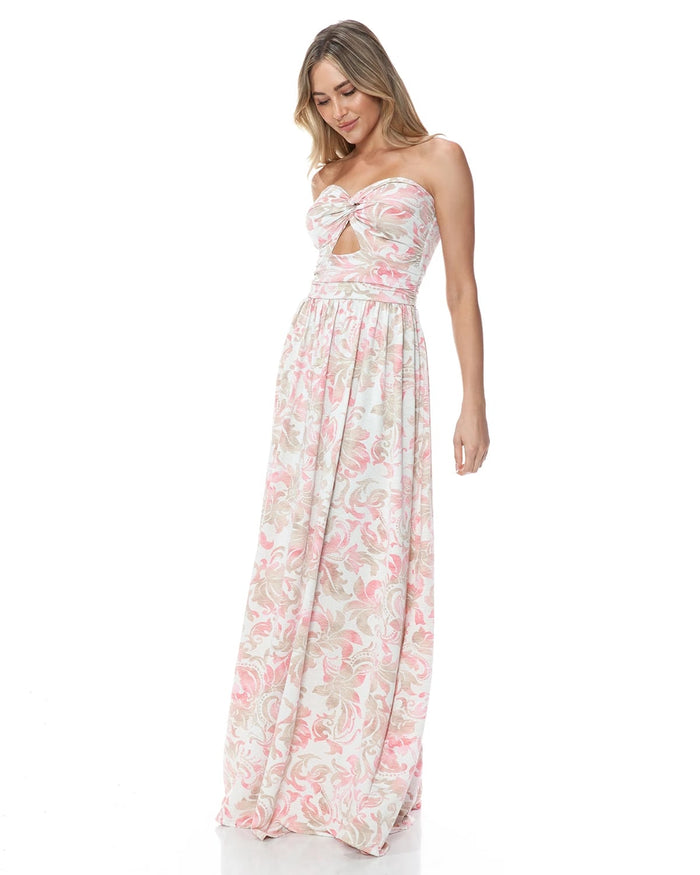 Ivory Multi $|& Brooklyn Isles Printed Twist Detail Keyhole Maxi Dress - Hanger Front