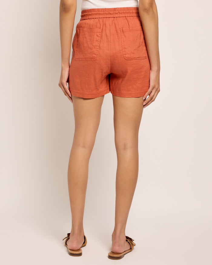Apricot Brandy $|& Liverpool Pull On Drawstring Linen Short - SOF Back
