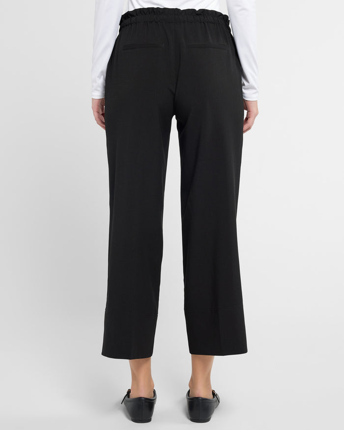 Black $|& Liverpool Pull On Wide Leg Crop Trouser - SOF Back