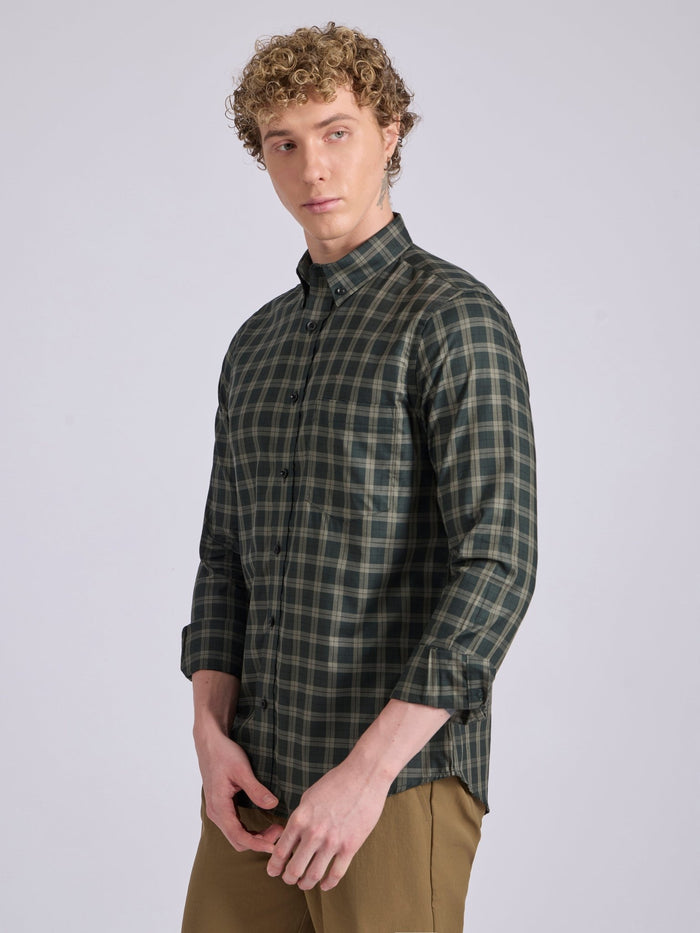 Men's Check Shirt in Forest Green