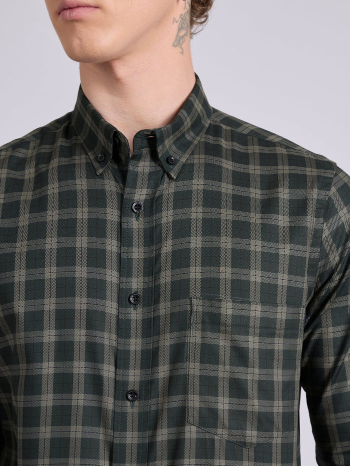 Men's Check Shirt in Forest Green