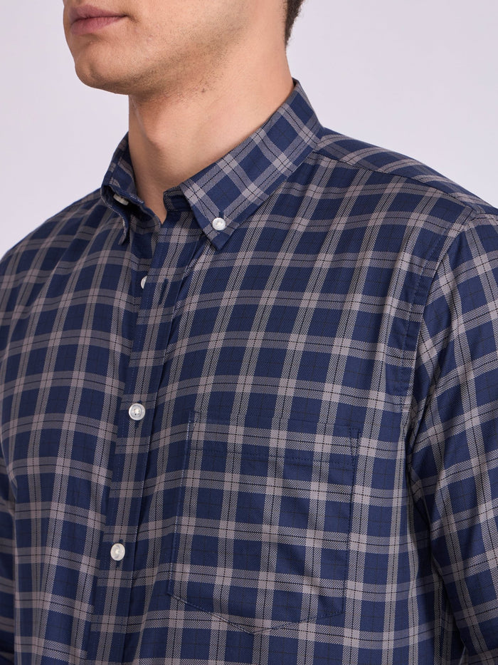 Men's Check Shirt in Midnight Blue