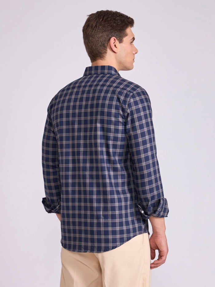 Men's Check Shirt in Midnight Blue
