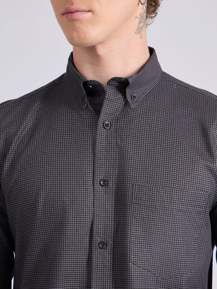 men's Micro Houndstooth Shirt - Dark Heather Gray