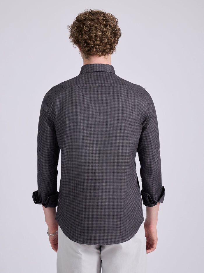 men's Micro Houndstooth Shirt - Dark Heather Gray