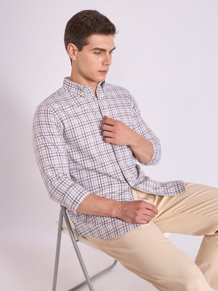 Men's Checkered Shirt in Light brown