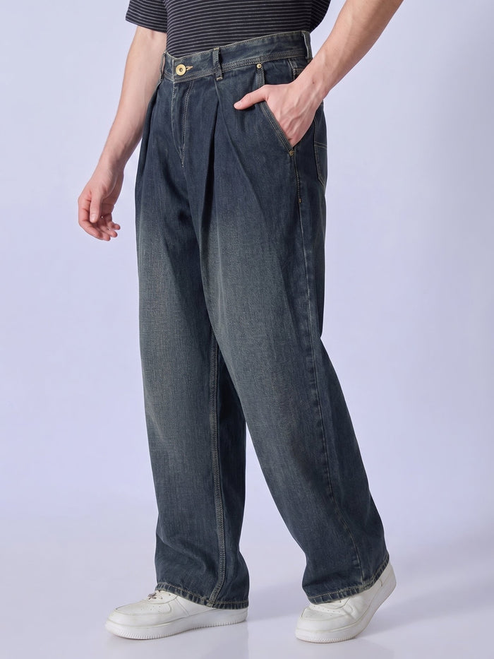 Men's  Baggy Pleated Jeans