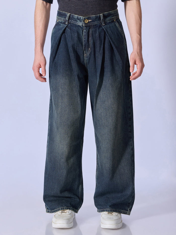 Men's  Baggy Pleated Jeans