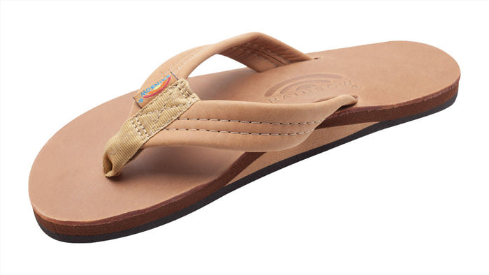 Rainbow Men's Luxury Leather Single Layer Thick Strap Sandal Footwear Rainbow Sandals Buckskin Small 7.5-8.5