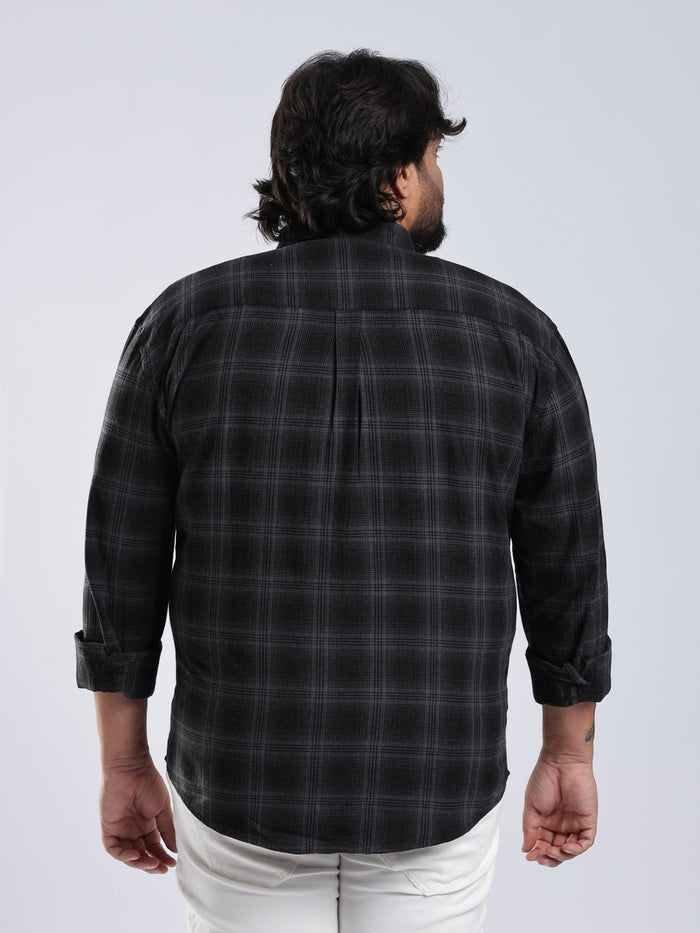 Rani - Relaxed Fit Checks Plus Size Shirt - Black