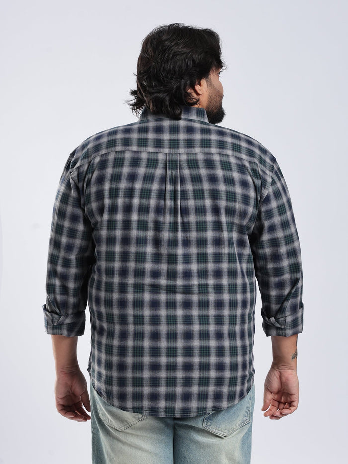 Rani - Relaxed Fit Checks Plus Size Shirt - Forest Green