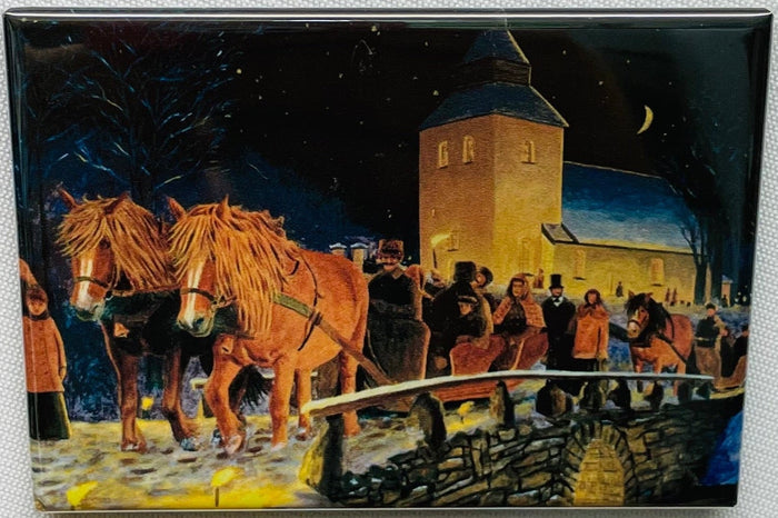 Rectangle Magnet, Jan Bergerlind Christmas Eve going to Church