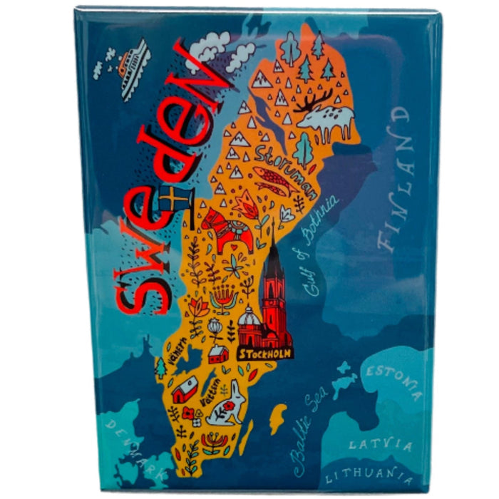 Rectangle Magnet, Sweden Map