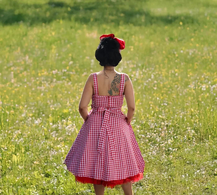Red Gingham Dress Full Circle Skirt  XS-3XL
