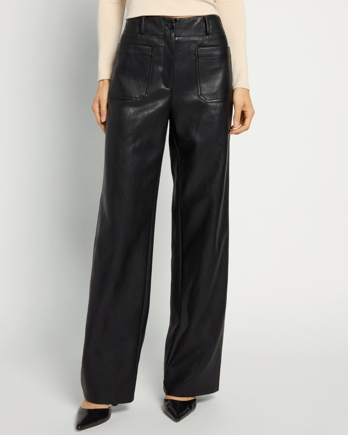 Black $|& Lucy Paris Reeve Vegan Leather Pant - SOF Front