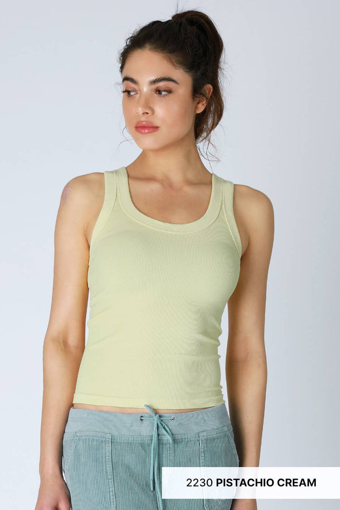Reversible Ribbed Tank Top ~ Guacamole