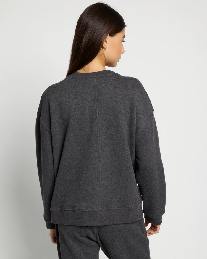 Heather Obsidian $|& Interval Rise Crewneck Pullover - SOF Back