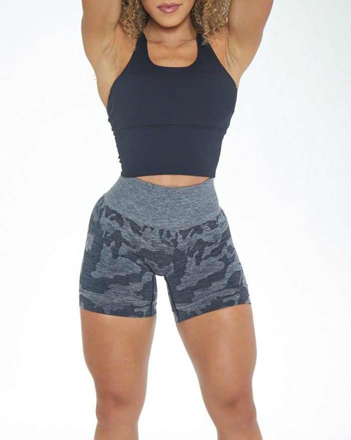 Rita Camo Seamless Shorts - Black