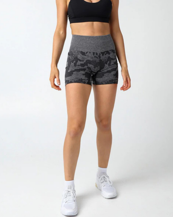 Rita Camo Seamless Shorts - Black