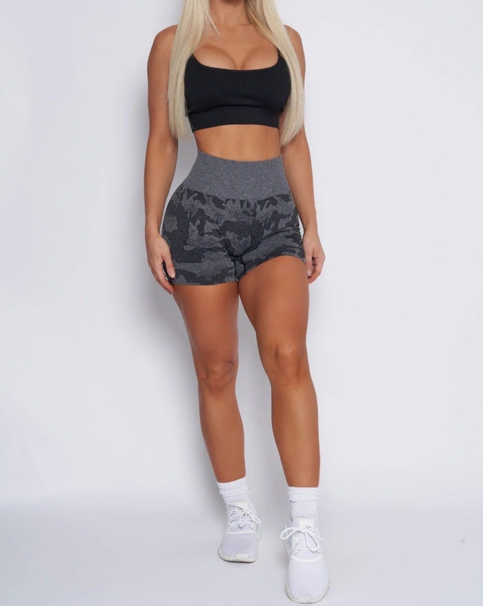 Rita Camo Seamless Shorts - Black