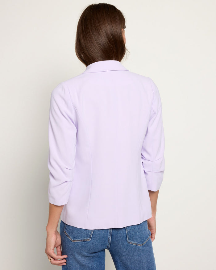 French Lilac $|& Skies Are Blue Shirred Sleeve Blazer - SOF Back