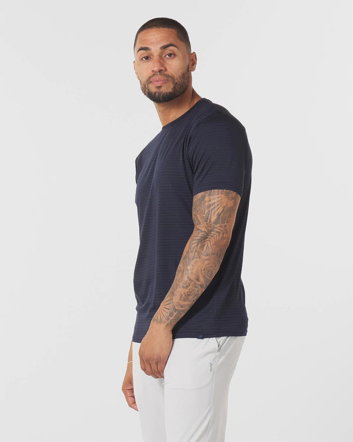 Navy/Navy Stripe $|& Glyder Salton Short Sleeve Tee 2.0 - Hanger Front