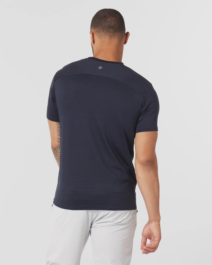 Navy/Navy Stripe $|& Glyder Salton Short Sleeve Tee 2.0 - Hanger Side
