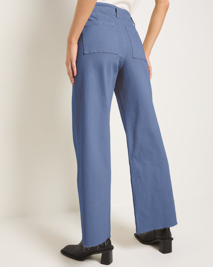 Light Coastal Cobalt $|& SEAS Salty Wide Leg Twill Cropped Pant - SOF Back